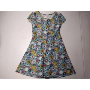Wonder Nation Girls Blue Floral Short Sleeve Pocket Dress M 7-8